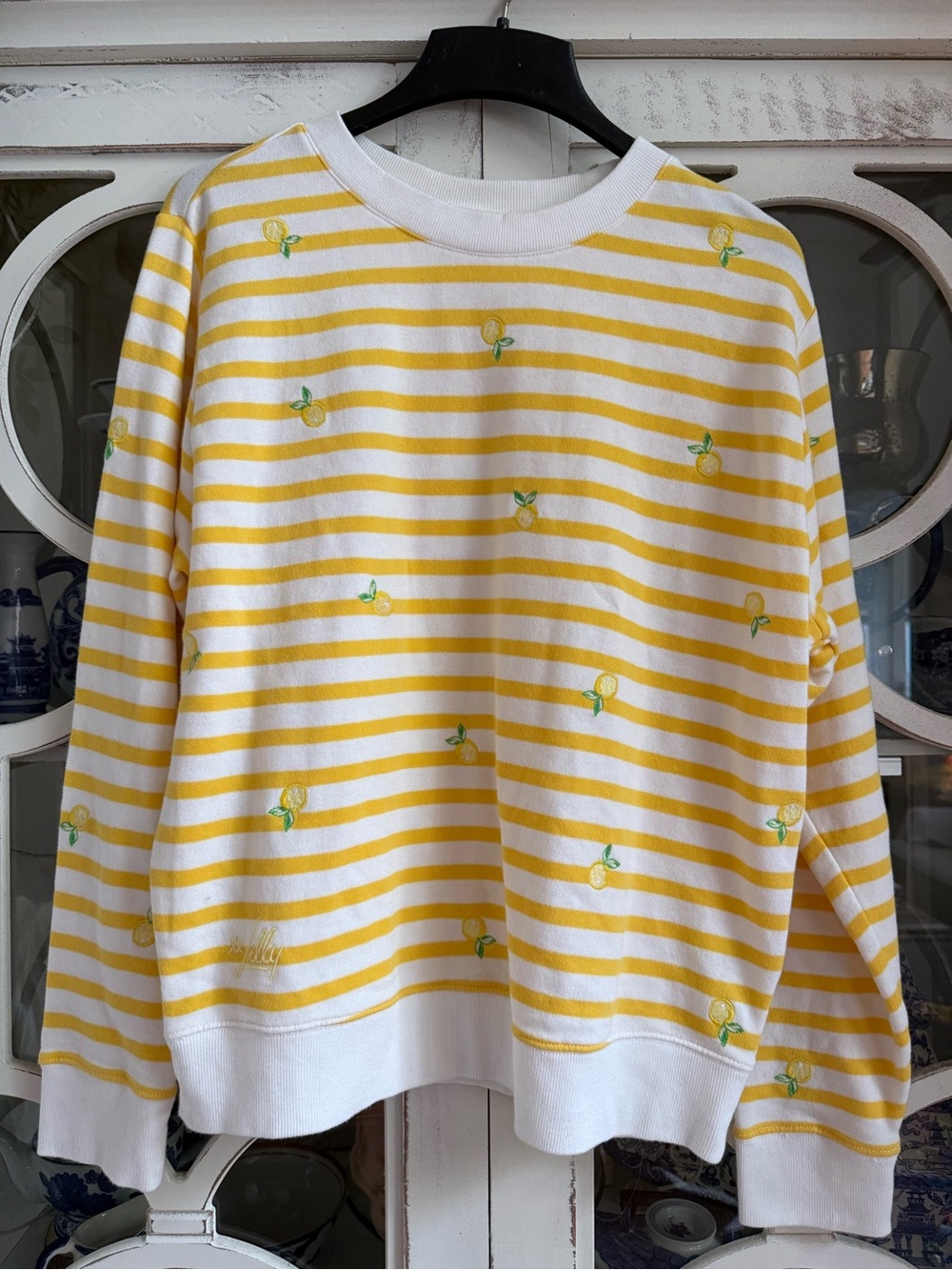 Lilly Pulitzer Yellow & White Striped Lemon Sweatshirt